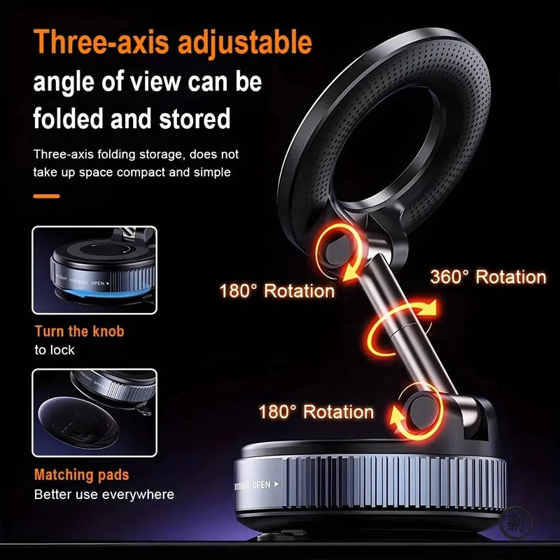 360° Magnetic Car Phone Holder – Strong Suction Mount for All Phones